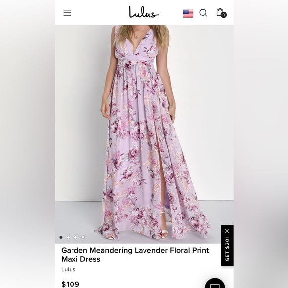 Lulu's Dresses & Skirts - Lulus Lavender Floral Print Maxi Dress